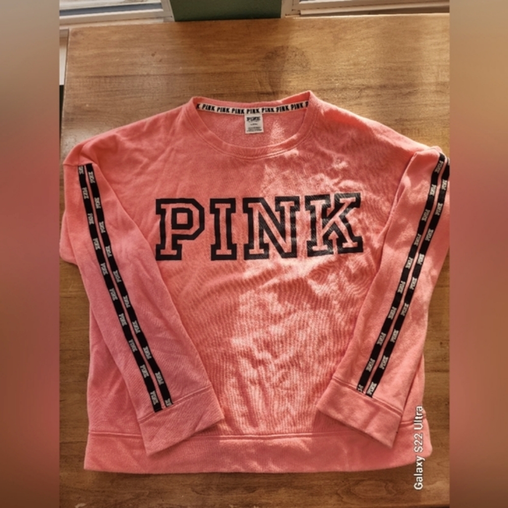 Victoria's Secret Pink and Black Oversized Sweatshirt